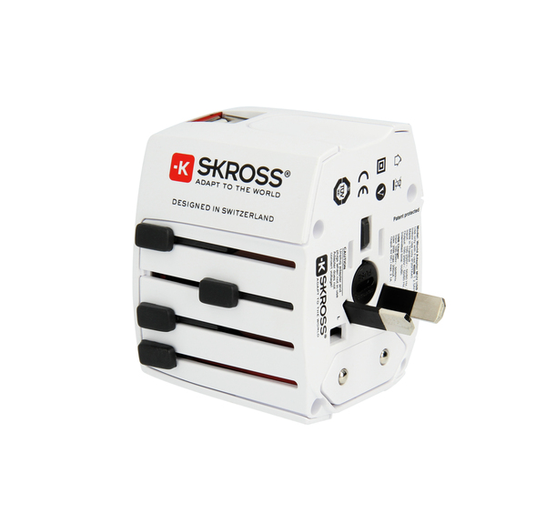 SKROSS World Adapter MUV USB, reseadapter + USB, vit