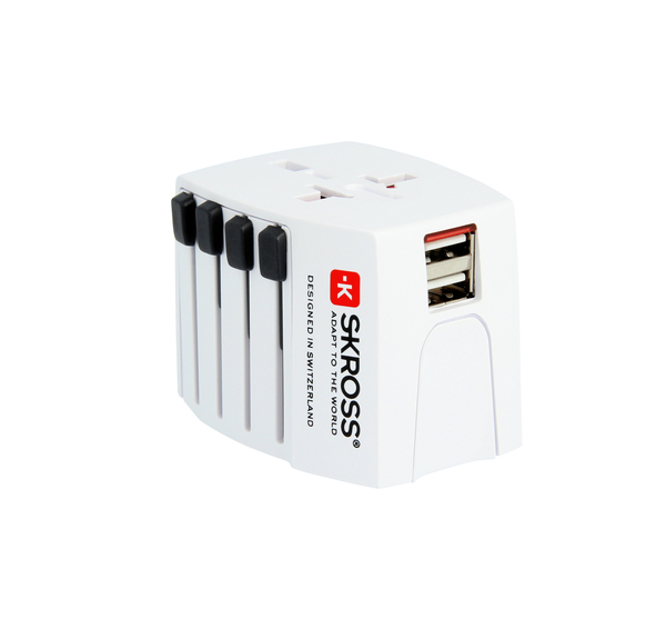 SKROSS World Adapter MUV USB, reseadapter + USB, vit