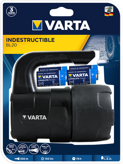 Varta 3W Indestructible LED K&auml;sivalaisin