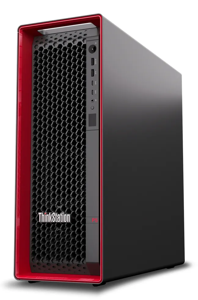 Lenovo ThinkStation P5 w3-2425, 32GB, 1TB, RTX A2000, Win 11 Pro Workstation, Tower, Black, Red
