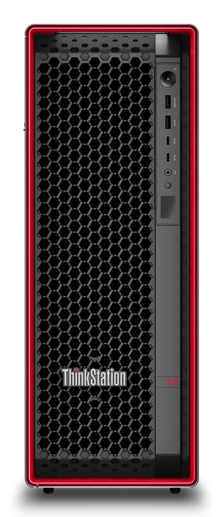 Lenovo ThinkStation P5 w3-2425, 32GB, 1TB, RTX A2000, Win 11 Pro Workstation, Tower, Black, Red