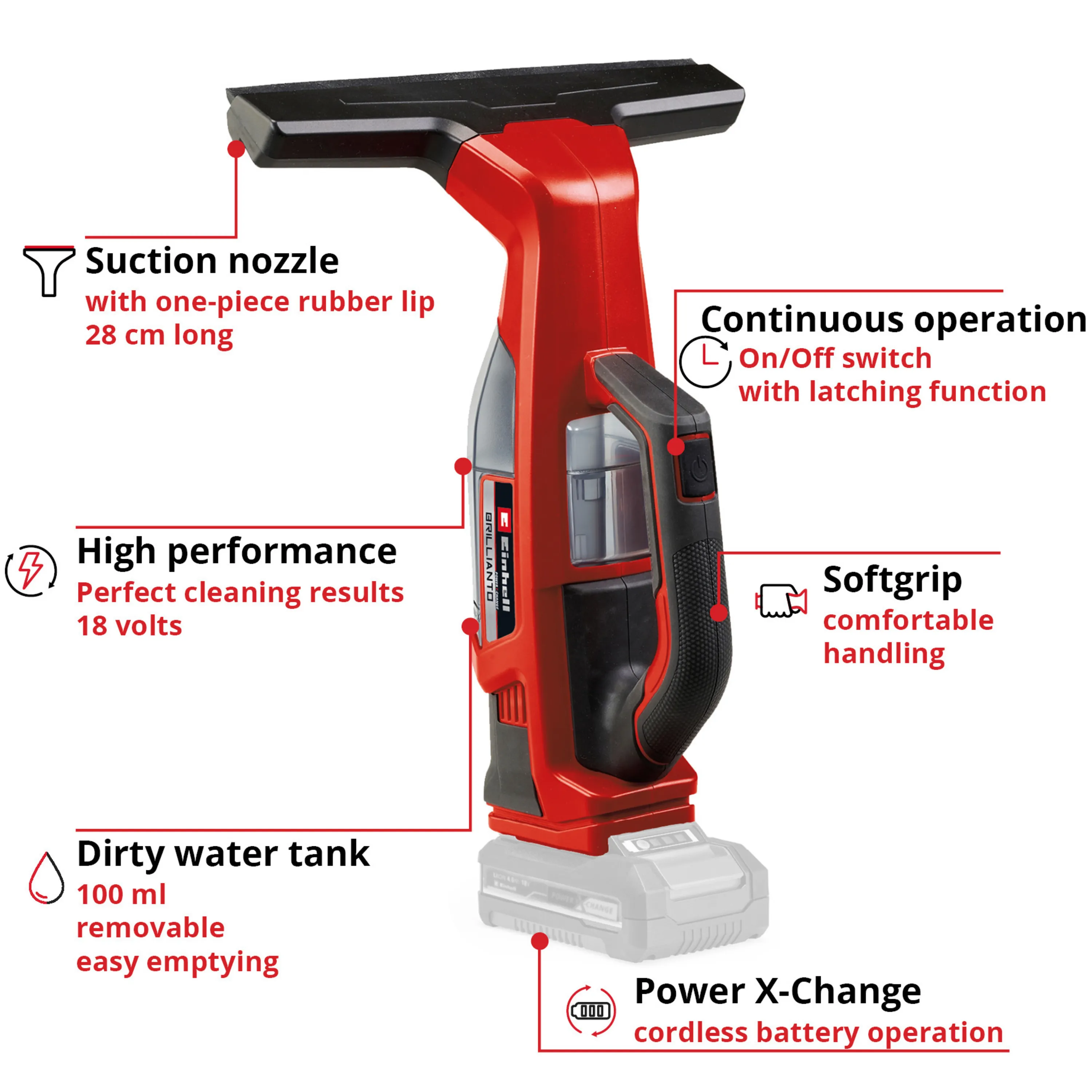 Einhell BRILLIANTO - Window Cleaner, battery-powered, without battery