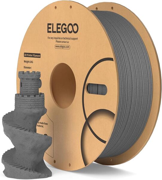 ELEGOO PLA, marmorinen, 1.75 mm, 1 kg -3D-tulostusfilamentti, sementinharmaa