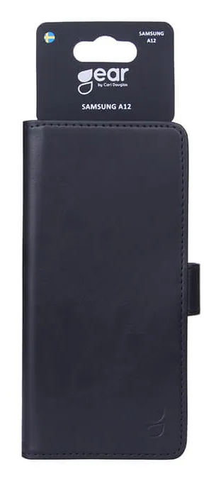 GEAR Wallet, Galaxy A12 -lompakkokotelo, Musta