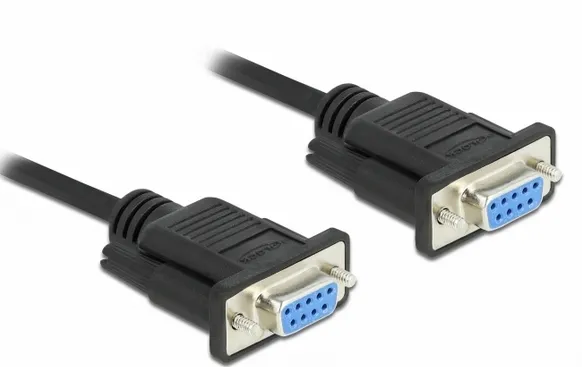 Delock Serial Cable RS-232 D-Sub 9 female to female null modem with na