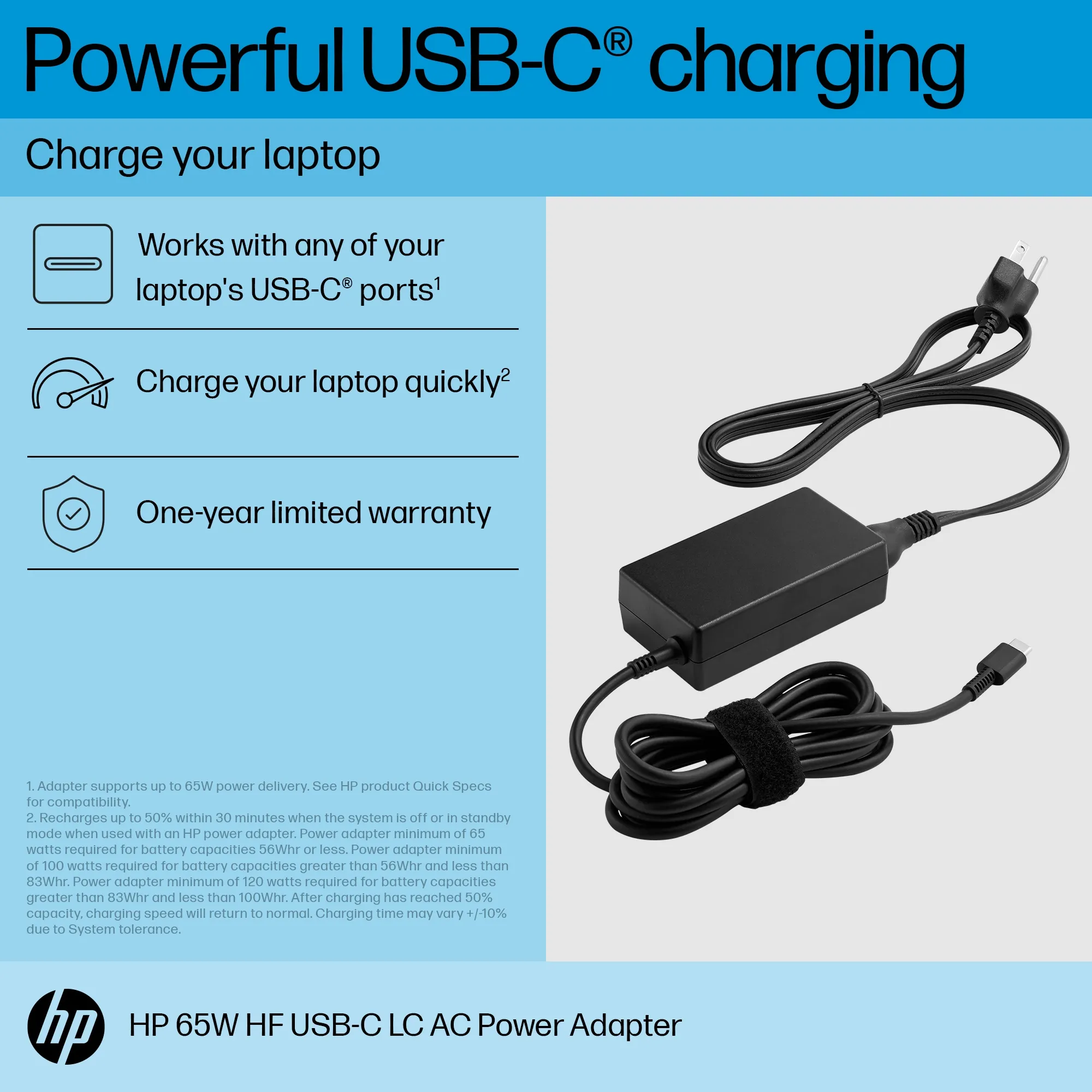 HP 65W Halogen Free LC USB-C AC Adapter