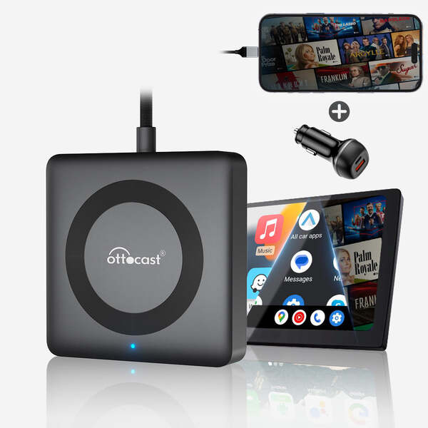 OTTOCAST Car TV MAX CA361-C4 Wireless CarPlay and Android Auto Adapter with HDMI Black