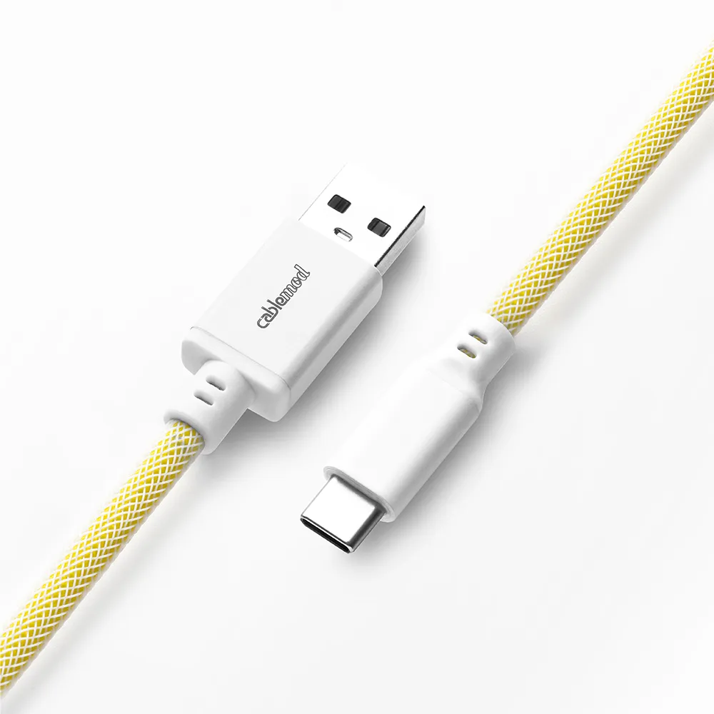 CableMod Classic Coiled Keyboard Cable, USB A -> USB Type C, 150cm, Lemon Ice