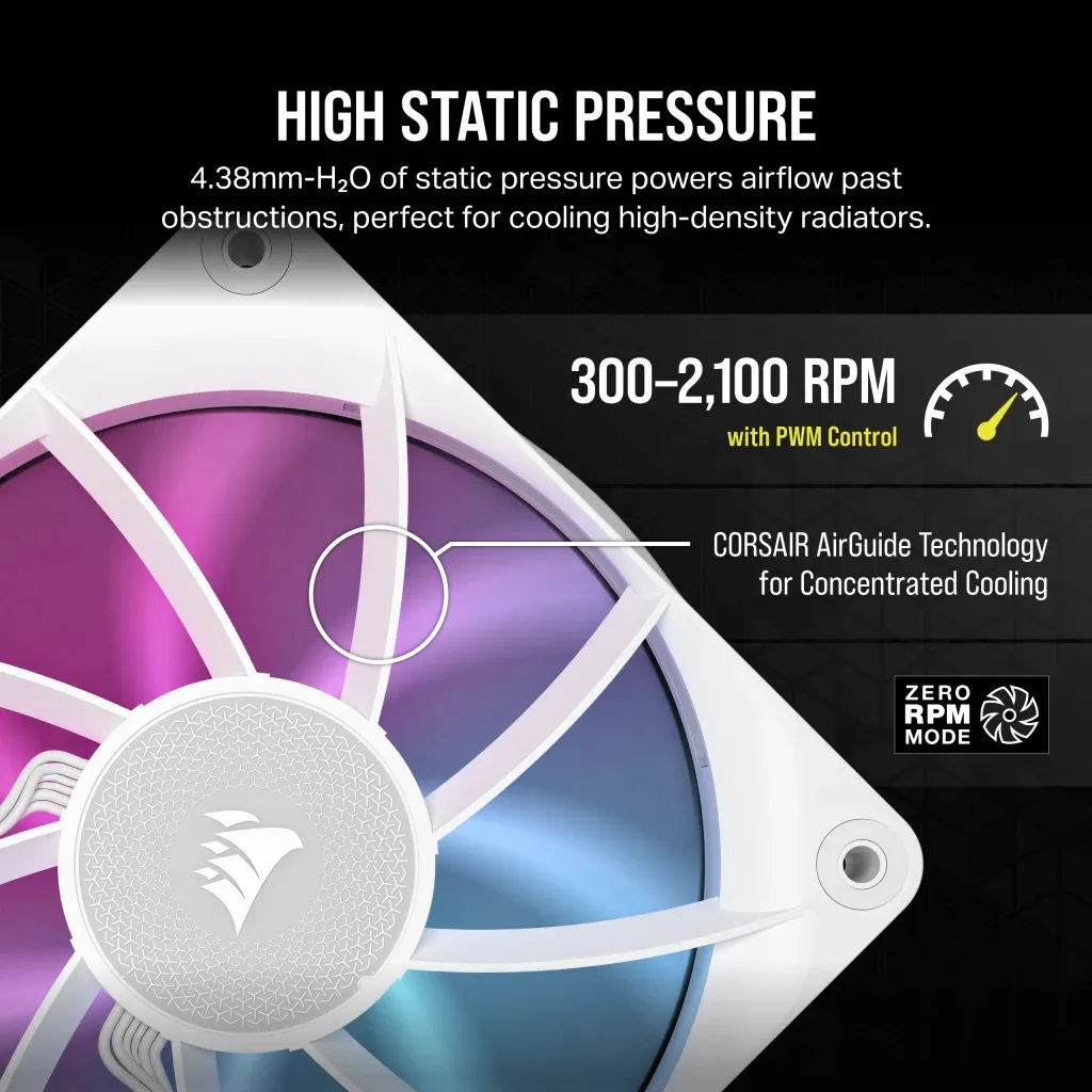 CORSAIR iCUE LINK RX120 RGB -case fan, White, 120mm, PWM