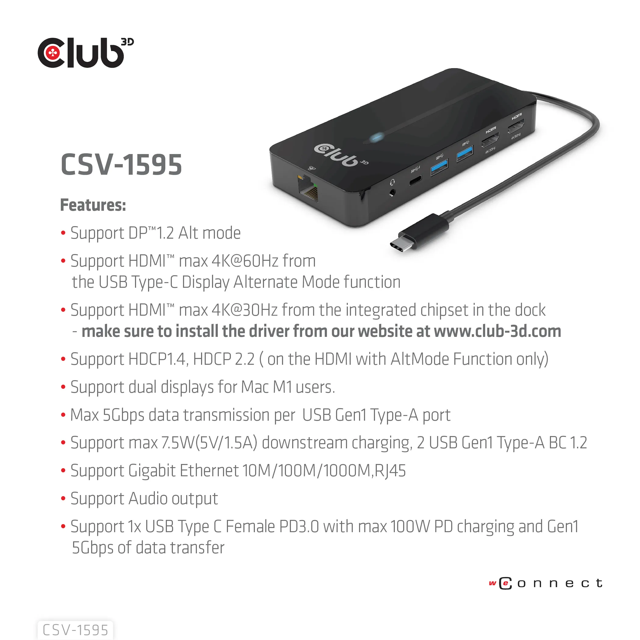 Club 3D 3.1 Gen1 USB-C 7-in-1 -hubi, Musta Club 3D 3.1 Gen1 USB-C 7-in-1 -hubi, Musta