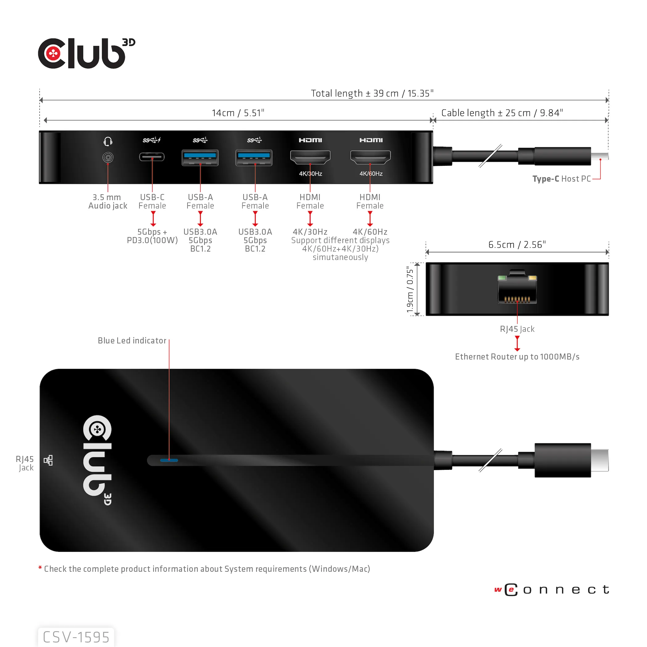 Club 3D 3.1 Gen1 USB-C 7-in-1 -hubi, Musta Club 3D 3.1 Gen1 USB-C 7-in-1 -hubi, Musta
