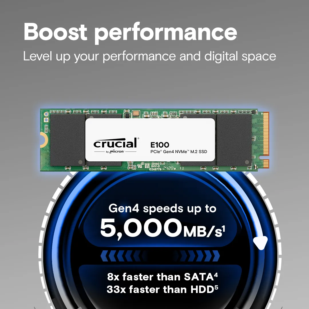 Crucial E100 2 TB, PCIe 4.0, M.2 - SSD
