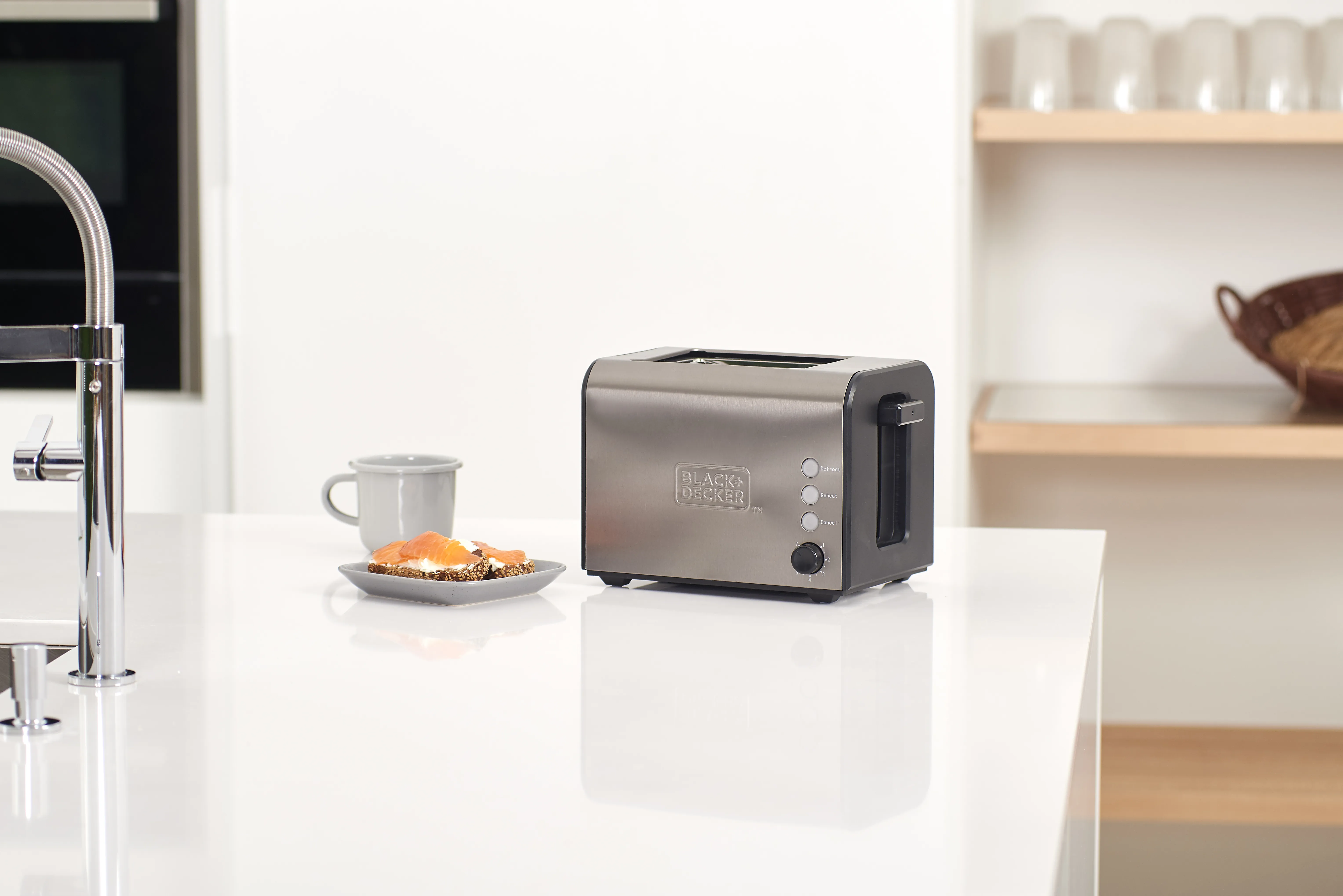 Black+Decker - toaster, 2 slices, black, stainless steel