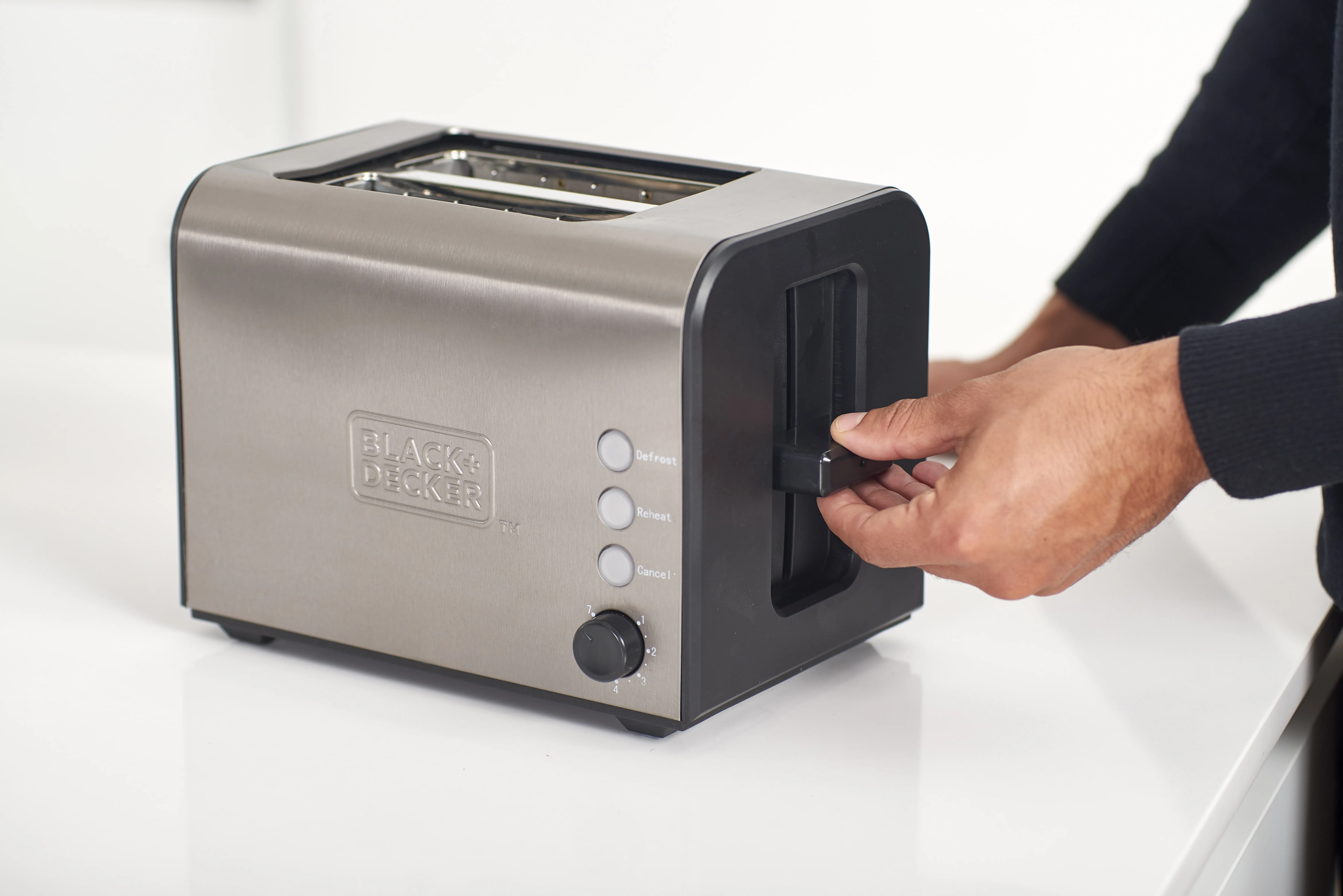 Black+Decker - toaster, 2 slices, black, stainless steel