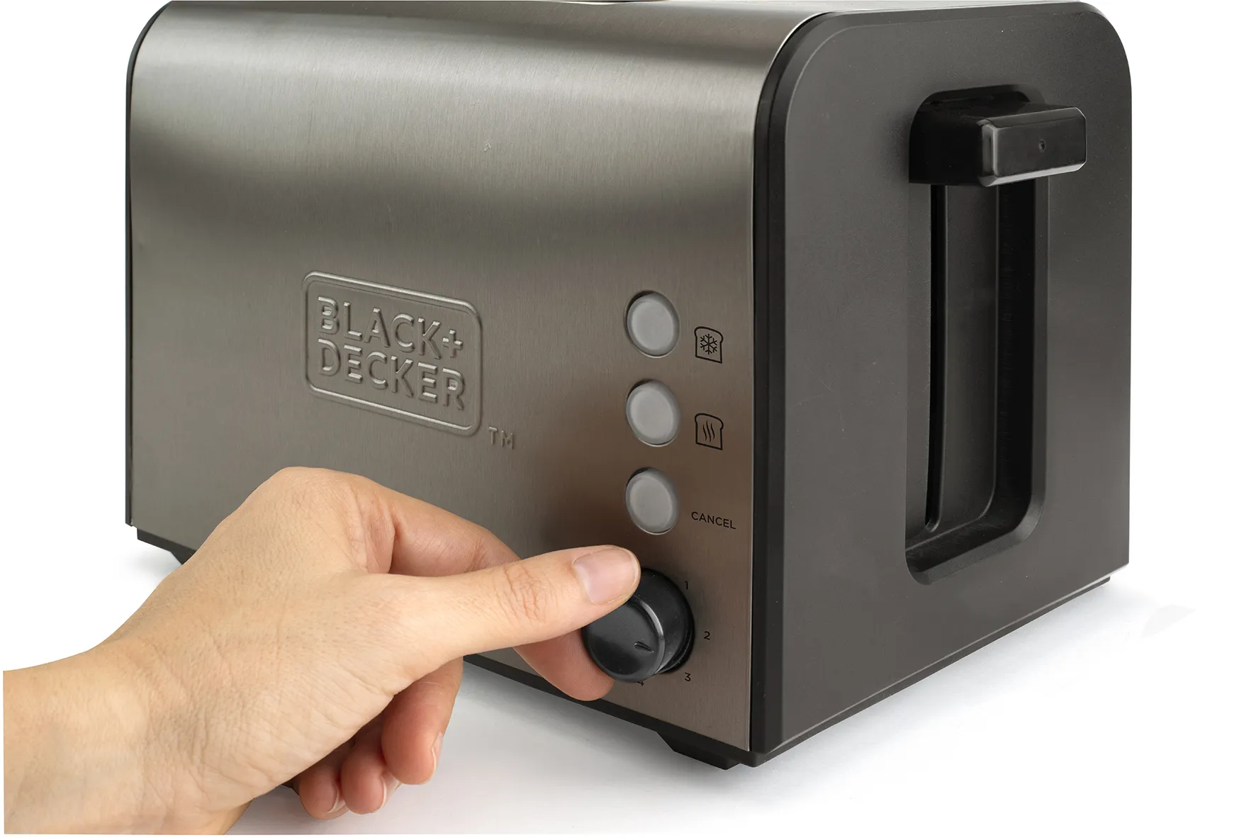 Black+Decker - toaster, 2 slices, black, stainless steel