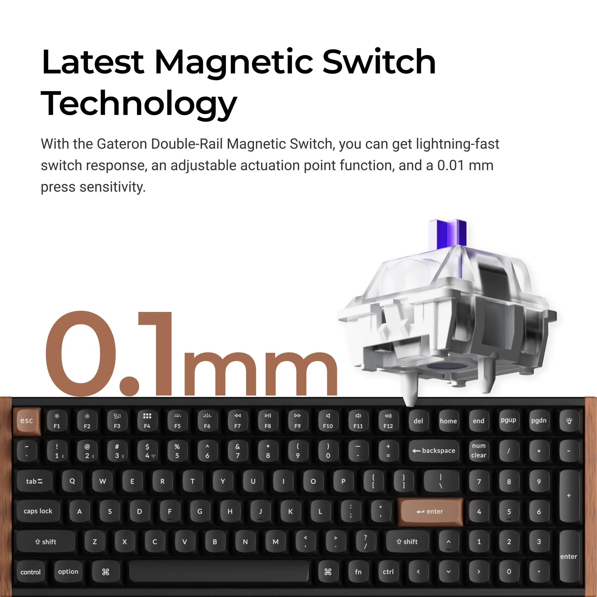 Keychron K4 HE Special Edition -langaton mekaaninen pelin&auml;pp&auml;imist&ouml;, Magnetic, musta, puu