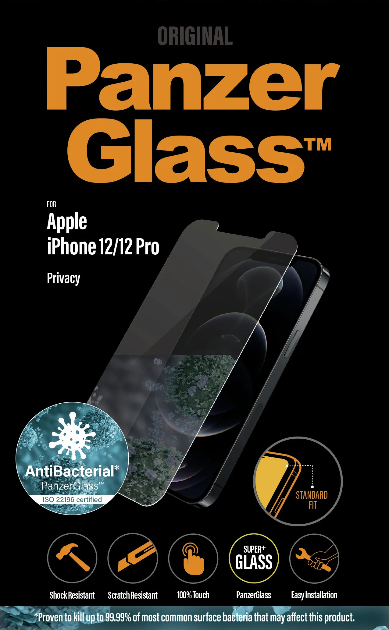 PanzerGlass Privacy Glass, iPhone 12 / 12 Pro - sk&auml;rmskydd