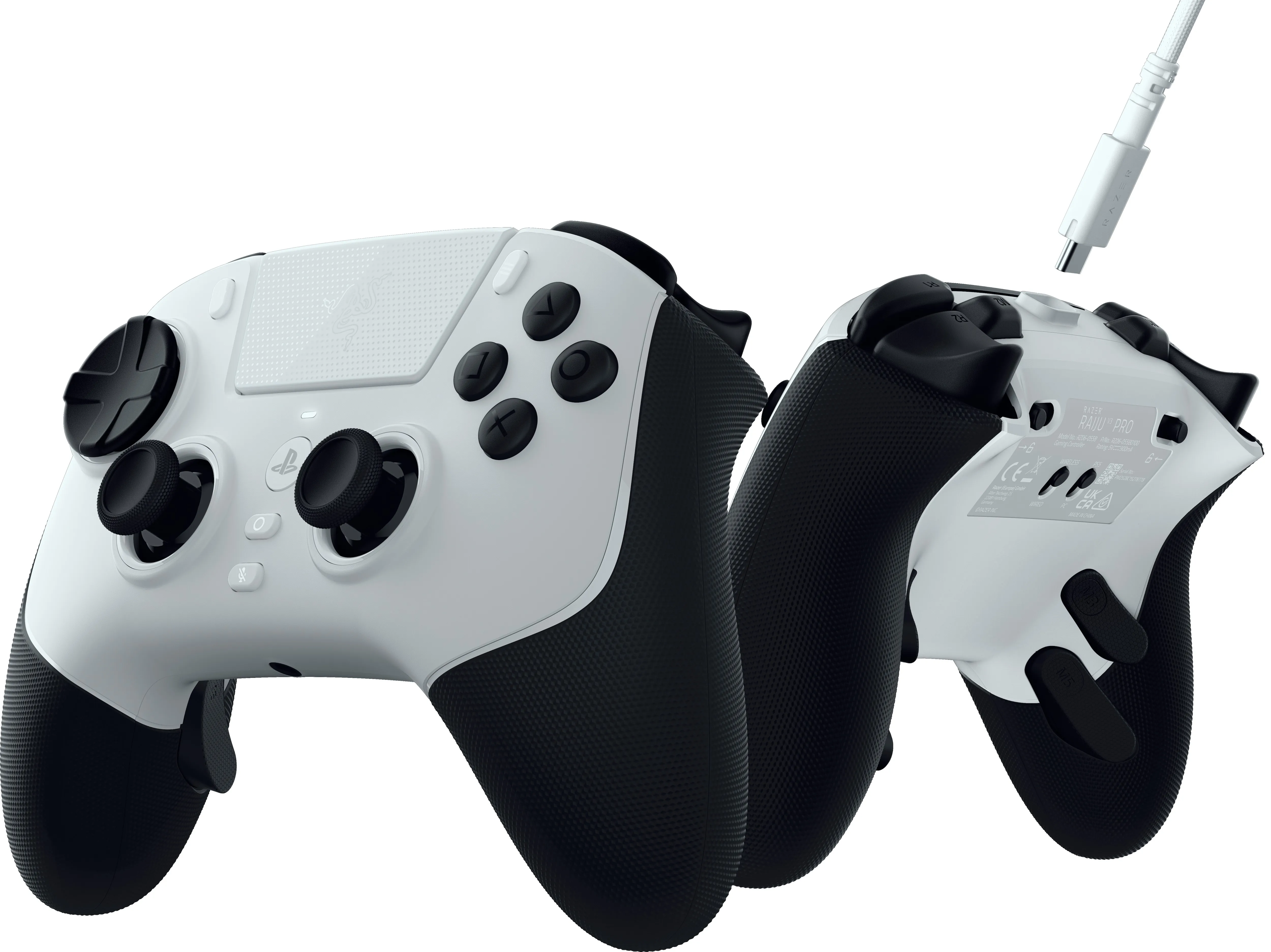 Razer Raiju V3 Pro langaton peliohjain PC:lle ja PlayStation 5:lle - Valkoinen/musta