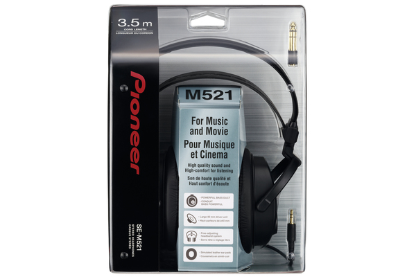 PIONEER SE-M521 Fully Enclosed Dynamic Headphones with self-adjusting headband and soft leather ear pads Cable Length 3.5m