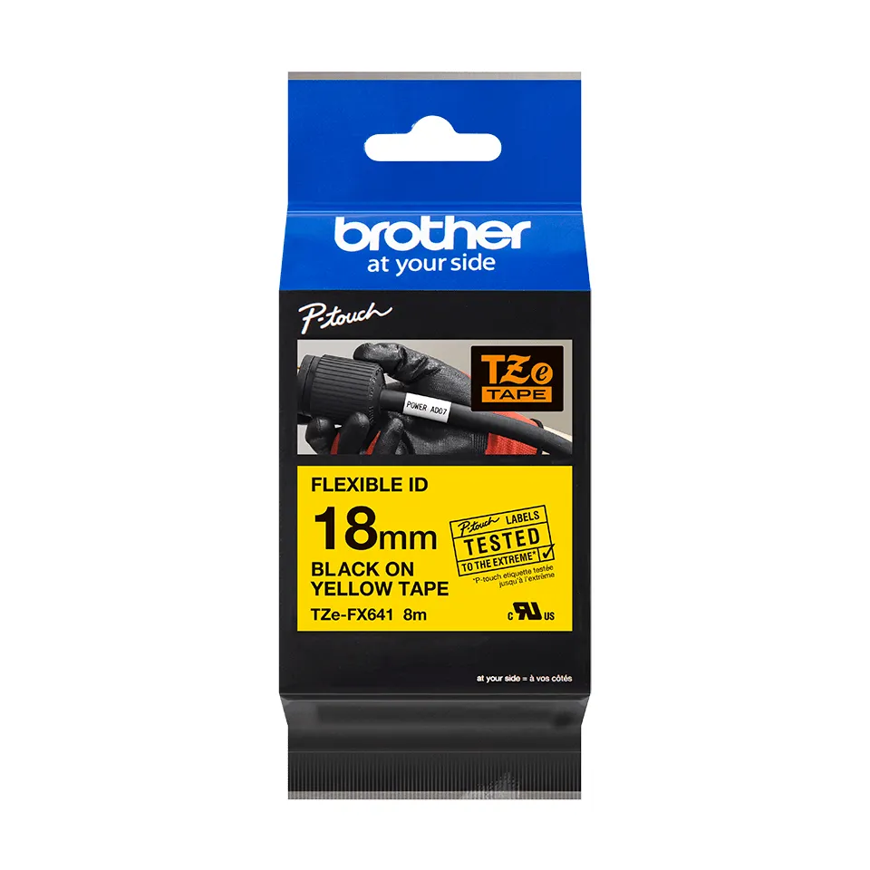 BROTHER TZEFX641 tape cassette yellow black 18mmx8m laminate for P-touch 210E 220 300 310 340 340C 350