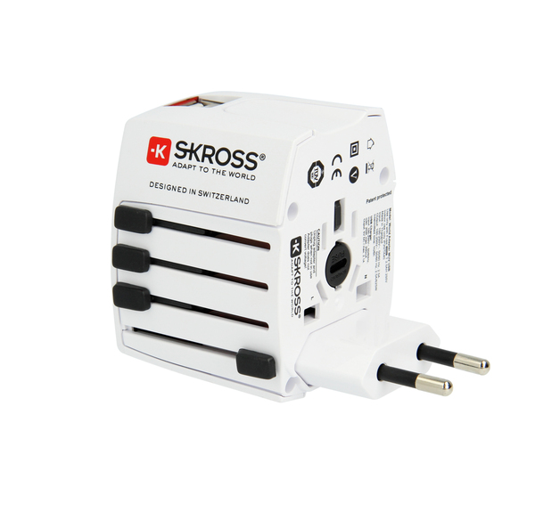 SKROSS World Adapter MUV USB, reseadapter + USB, vit
