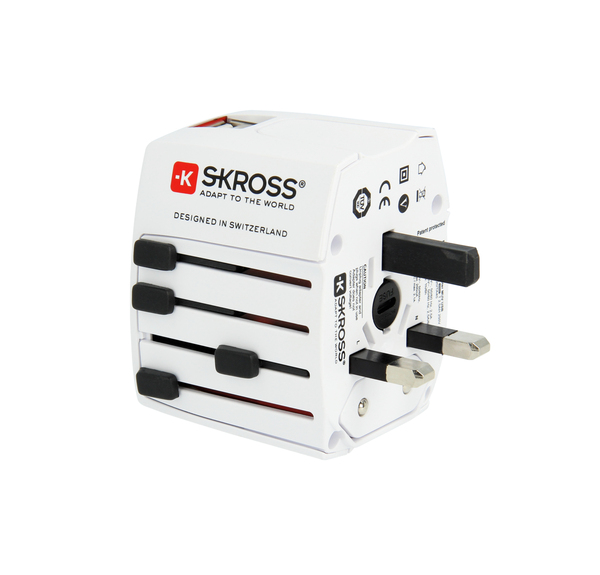 SKROSS World Adapter MUV USB, reseadapter + USB, vit