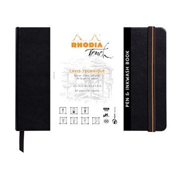 Rhodia Pen&amp;inkwash hard A5 32sh blank 200g