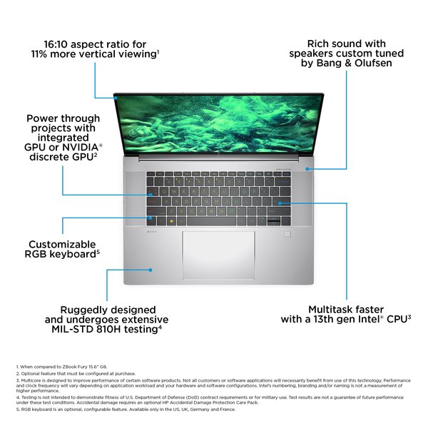 HP ZBook Studio 16 G10 16&quot; i9-13900H, 32GB, 1TB SSD, NVIDIA Quadro RTX 3000, Win 11 Pro - notebook, Silver