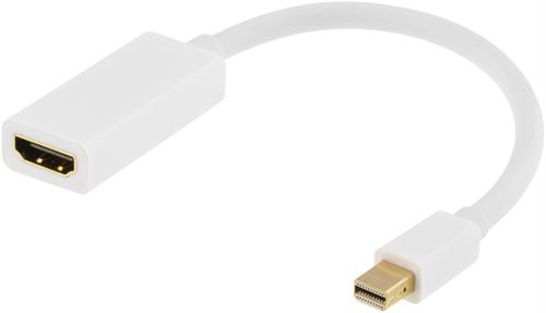 DELTACO mini DisplayPort - HDMI sovitin,3D, 0,2m, valk.