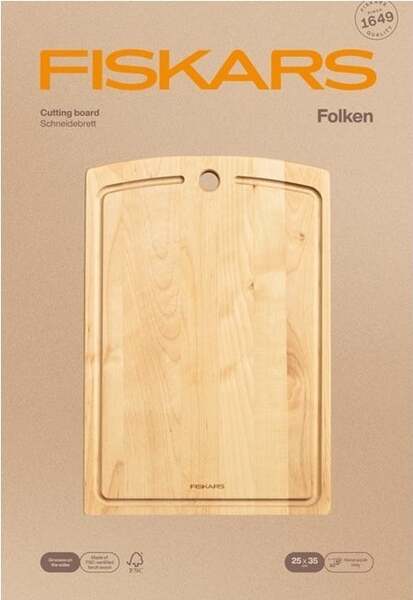 Fiskars Folken Cutting Board, Birch Wood, 25 x 36 cm