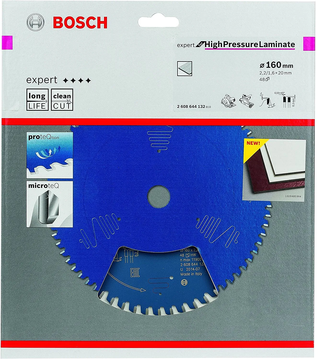 Bosch circular saw blade Expert for High Pressure Laminate, 160mm, 48Z (bore 20mm, for circular saws)