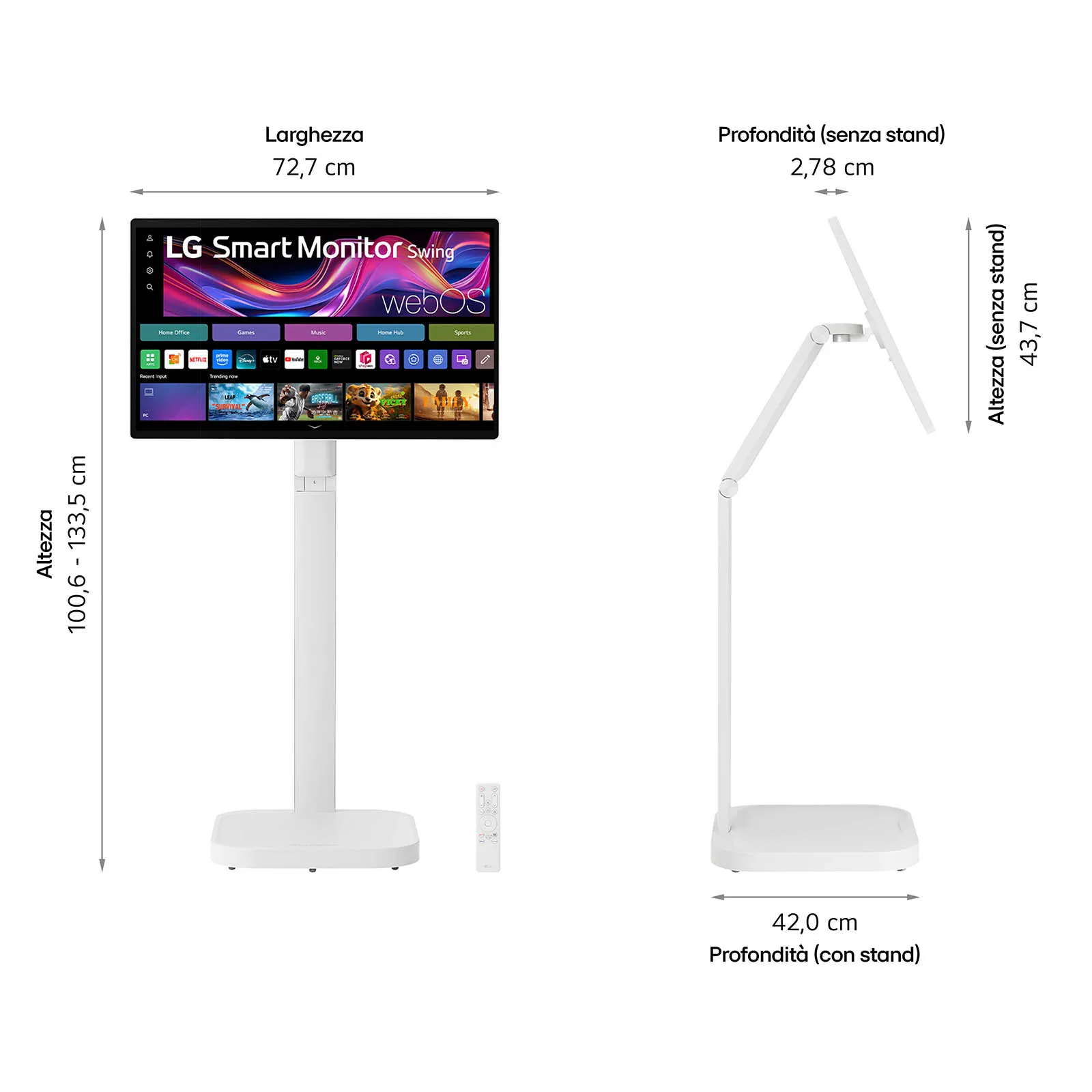 LG 32U889SA-W 31.5" 4K Ultra HD, IPS touch smart sk&auml;rm med Swing Stand