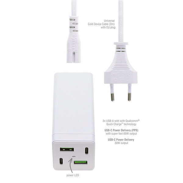 Charging station MultiGaN 65W PD, White