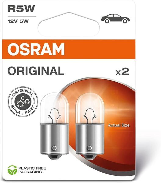 OSRAM ORIGINAL R5W 12 volts 5 watts BA15s Signal Lamps, 2-Pack