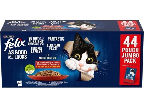 Purina Felix Fantastic Mix in Jelly, Wet food for cats, Adult, 44 x 85g