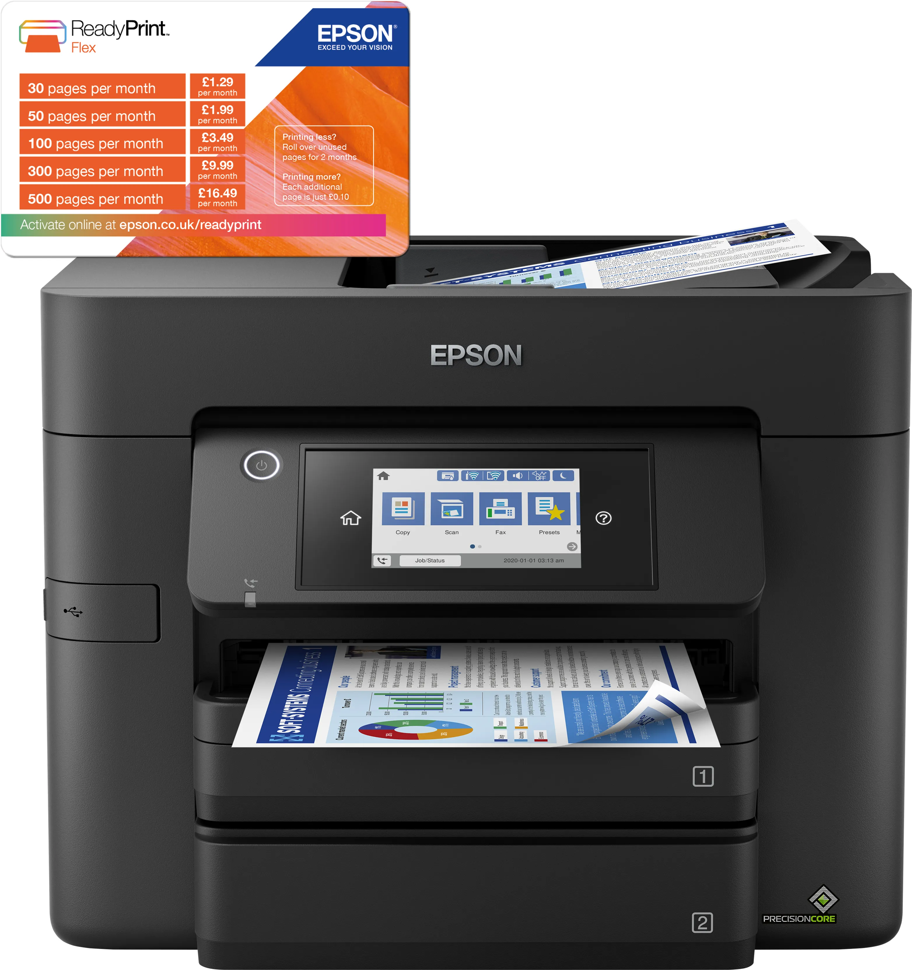 Epson WorkForce Pro WF-4830DTWF A4 -mustesuihkumonitoimilaite