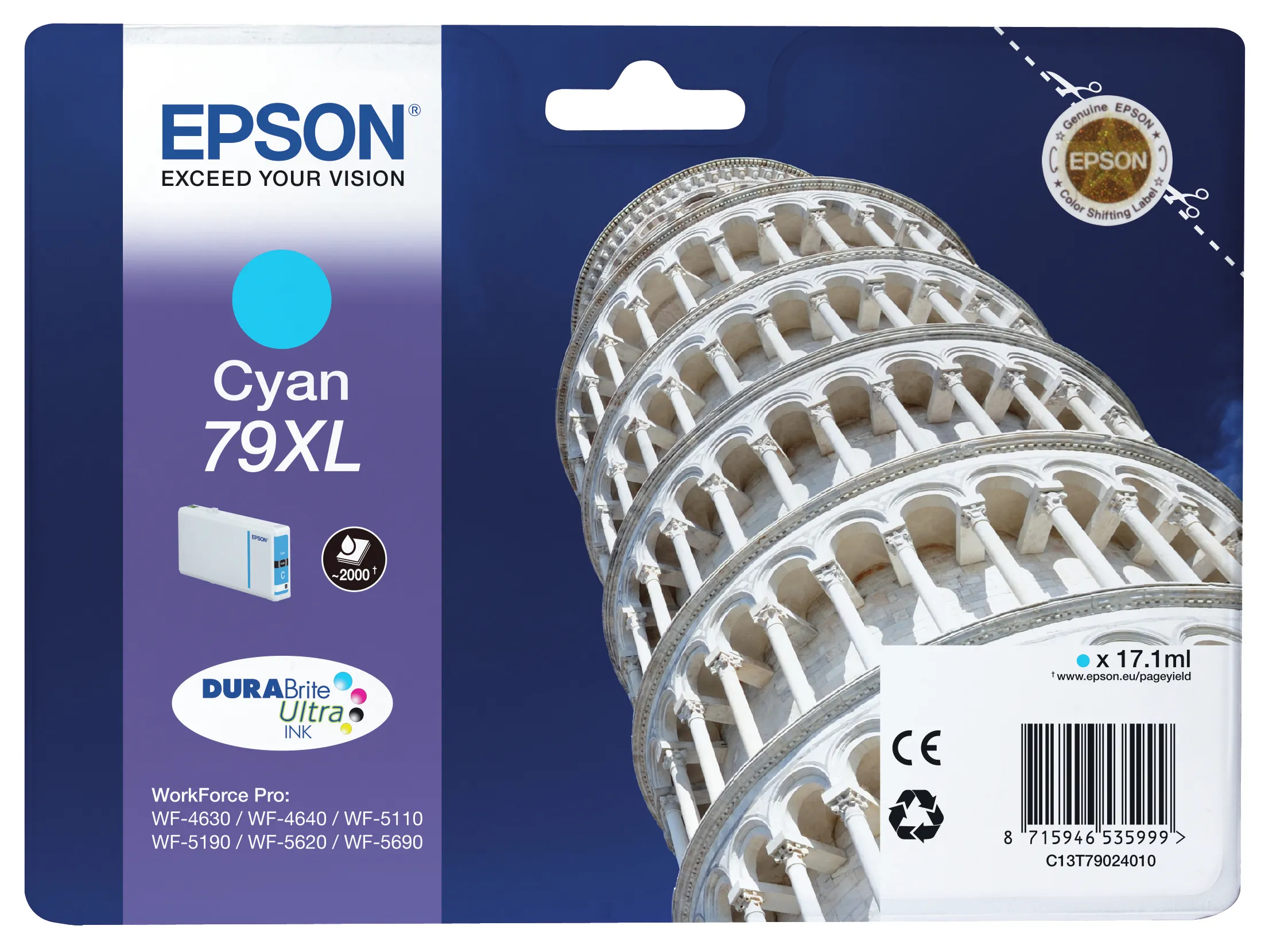 Epson 79XL -mustekasetti, 17.1 ml, syaani