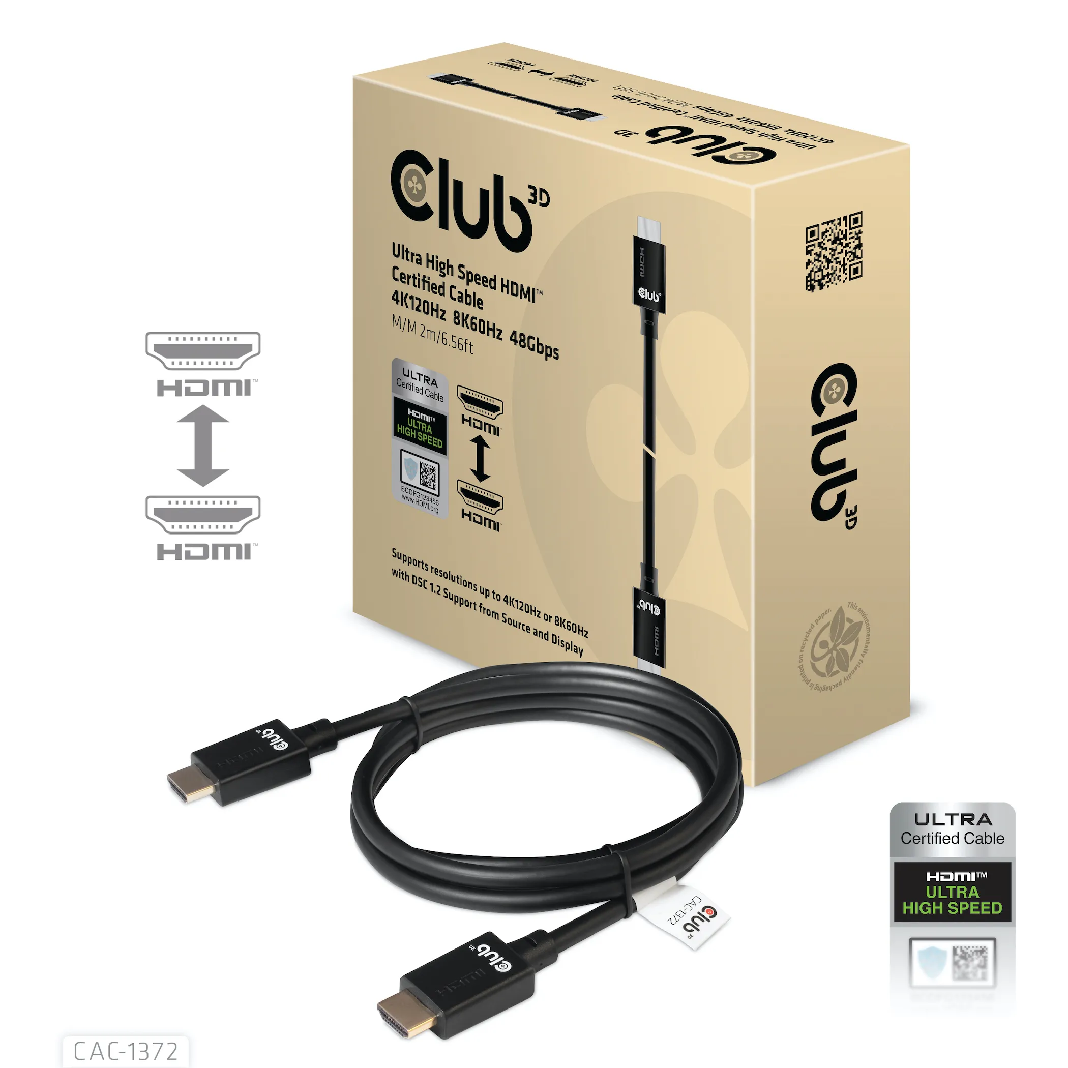 Club 3D HDMI – HDMI 2.1 - cable, 2 m, Black