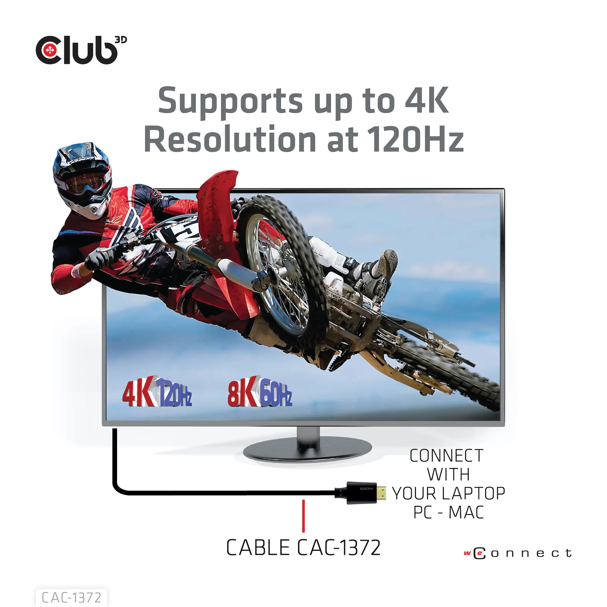 Club 3D HDMI &ndash; HDMI 2,1 - kabel, 2 m, Svart
