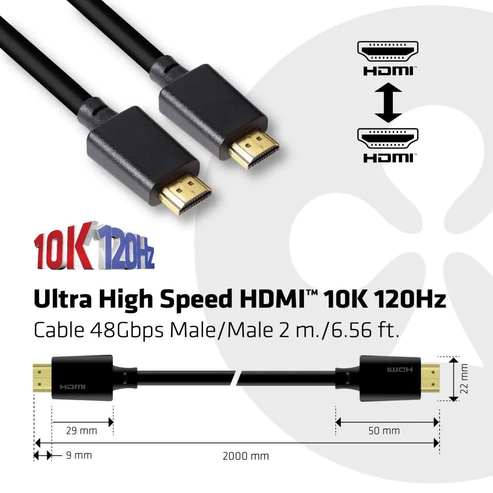 Club 3D HDMI – HDMI 2.1 - cable, 2 m, Black