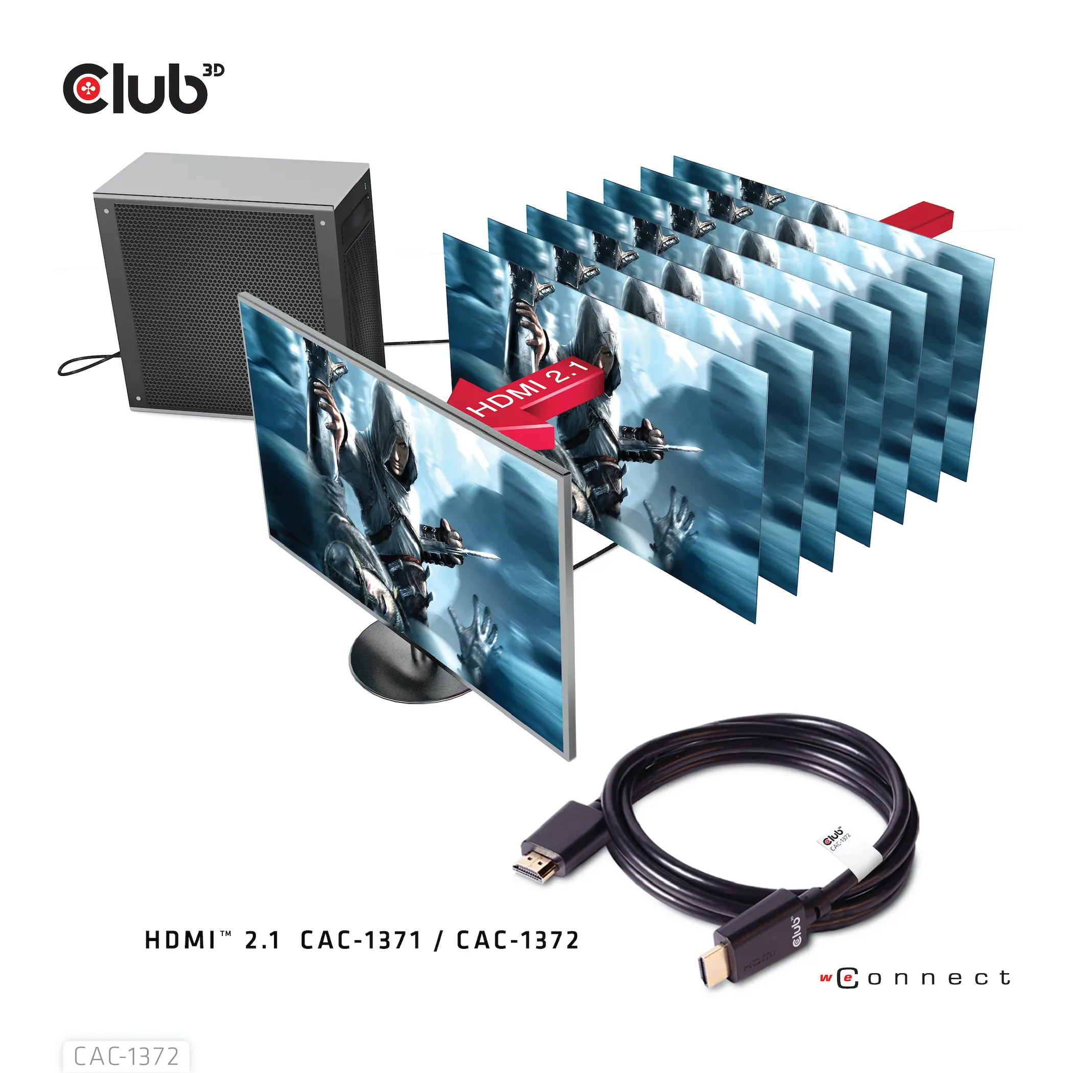 Club 3D HDMI &ndash; HDMI 2,1 - kabel, 2 m, Svart
