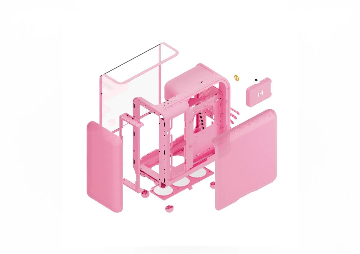 HYTE X50 midi-tower chassi med f&ouml;nster, Strawberry Milk