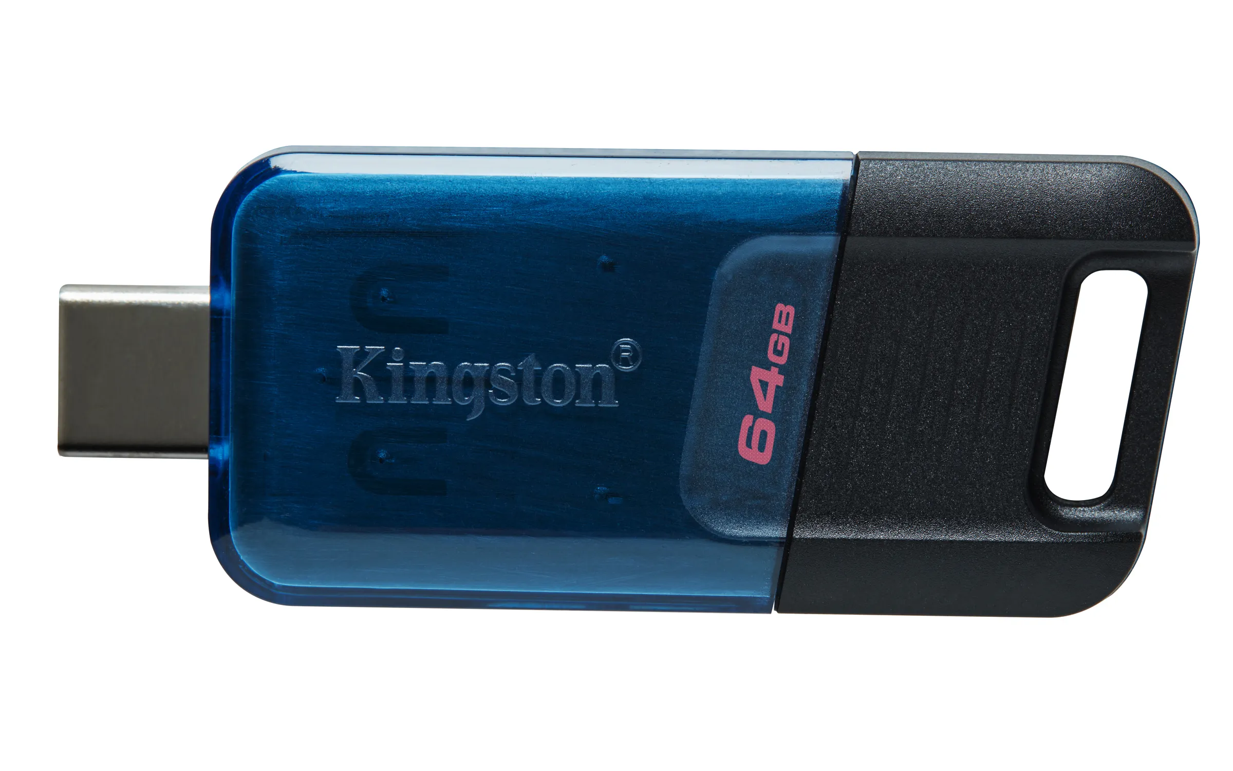 Kingston DataTraveler 80M USB-C 3.2 Gen 1 64 Gt -muistitikku, musta/sininen