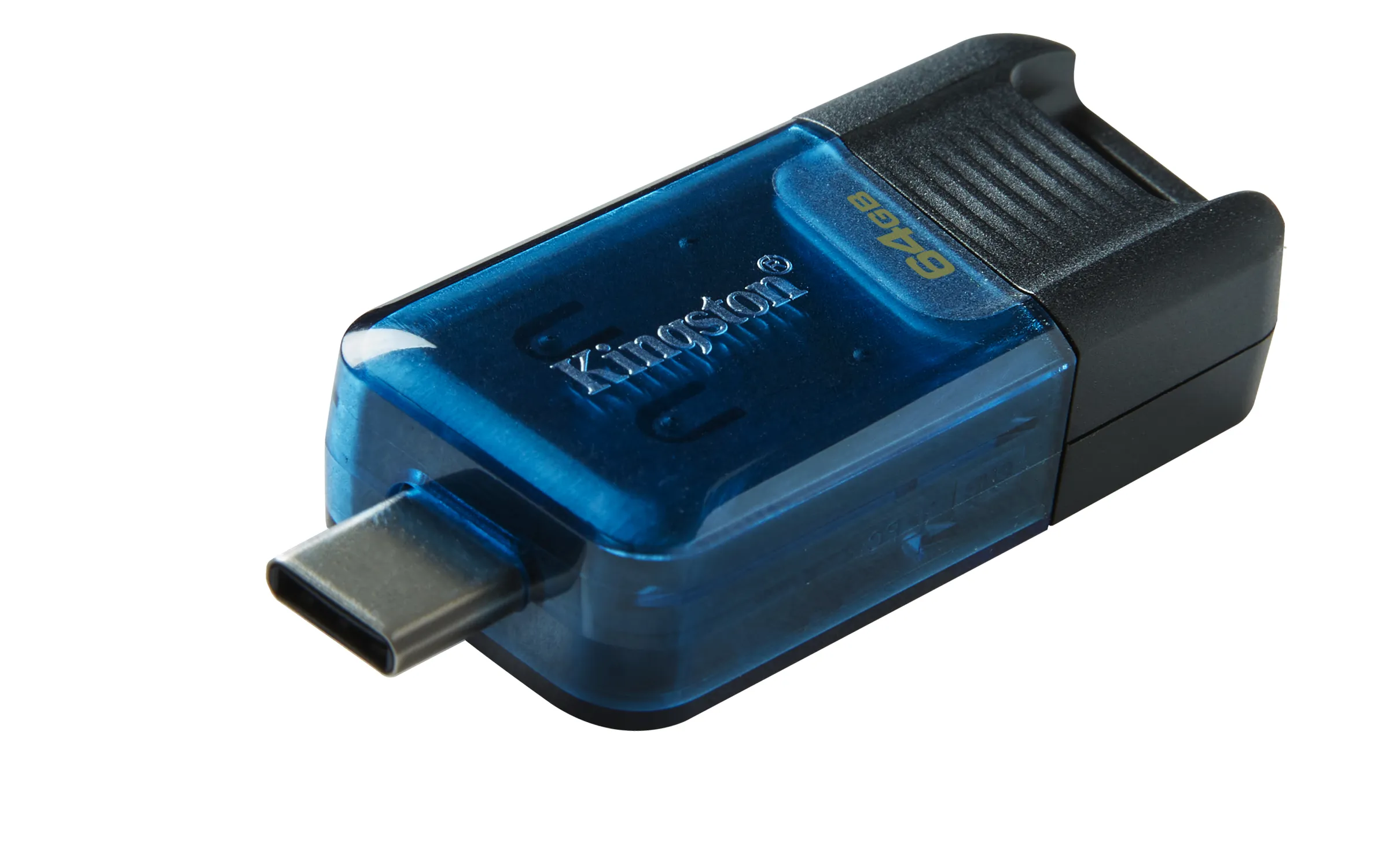 Kingston DataTraveler 80M USB-C 3.2 Gen 1 64 Gt -muistitikku, musta/sininen