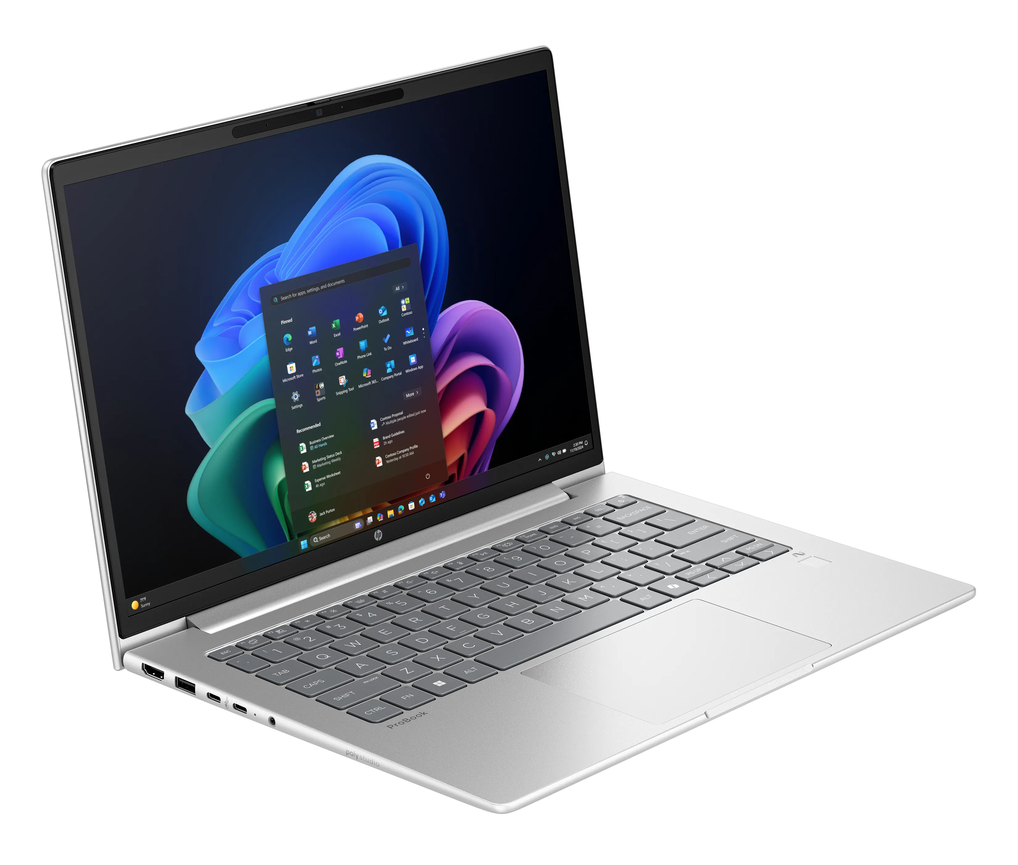 HP ProBook 4 G1q 14" Snapdragon X X1-26-100, 32 Gt, 512 Gt, Win 11 Pro -kannettava, hopea