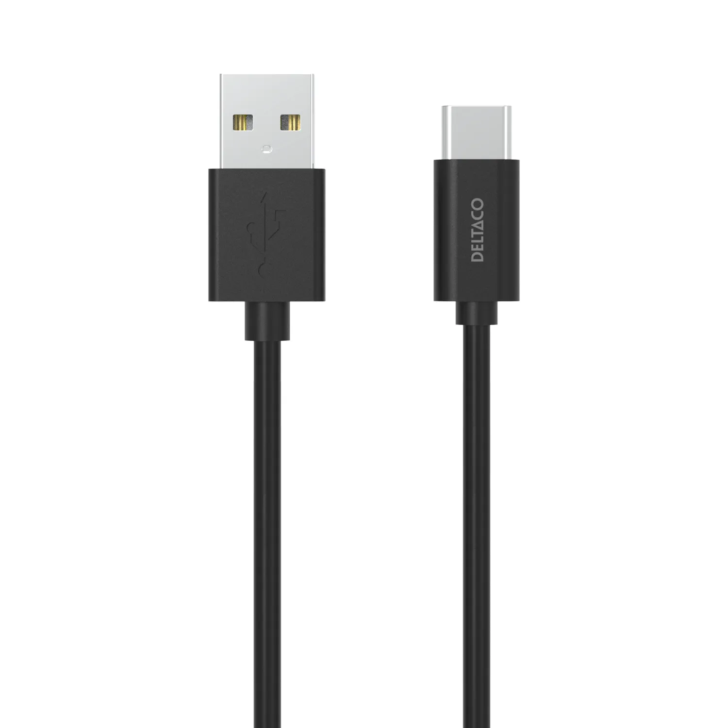 Deltaco USB-A - USB-C cable, 1 m, musta