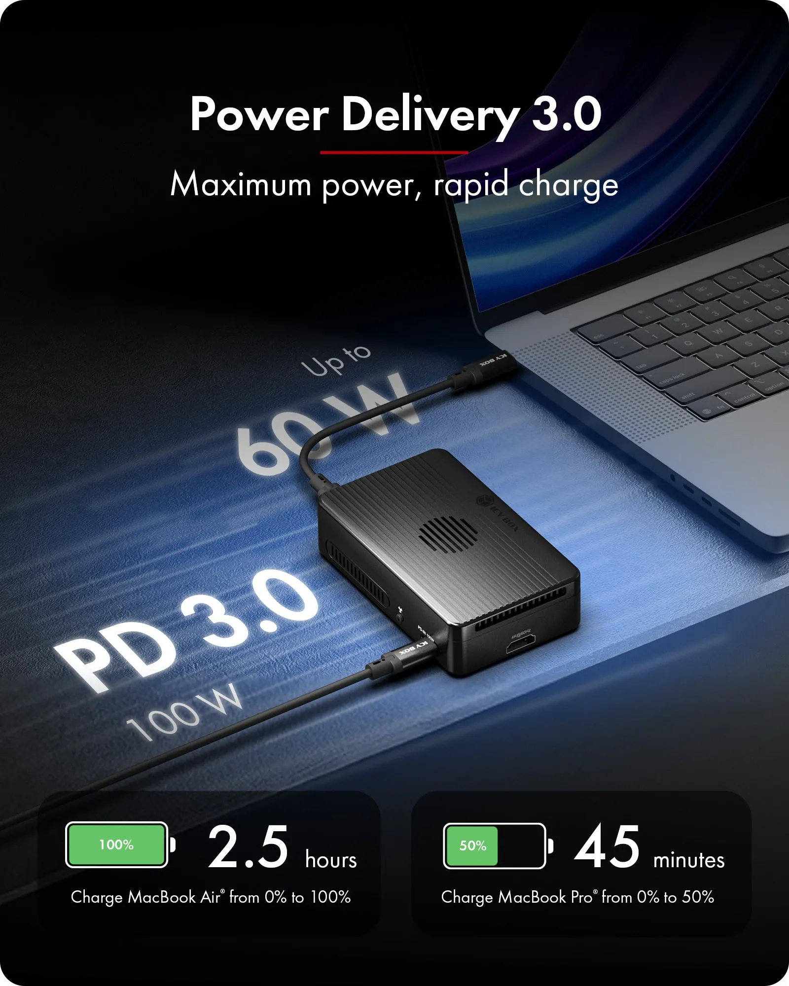 ICYBOX IB-RD2818DK-40G 2-facks M.2 NVMe-dockningsstation, USB4 / Thunderbolt 3, h&aring;rdvaru-RAID 0/1, 40 Gb/s