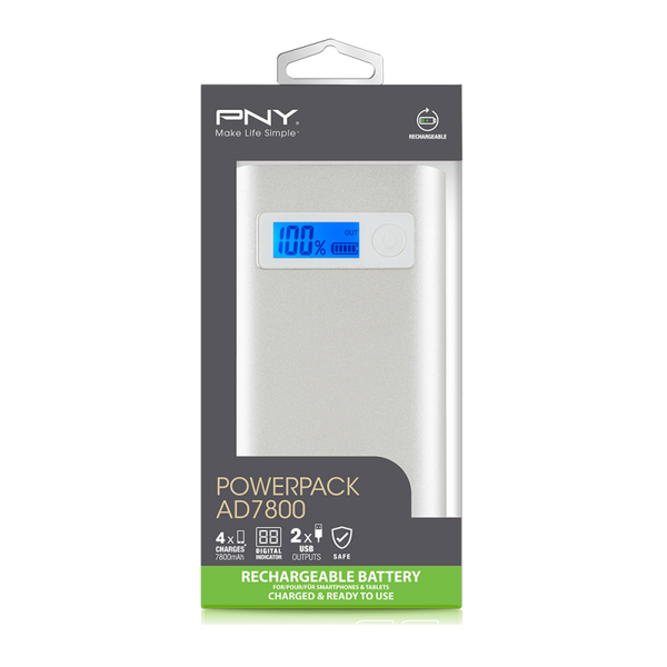 PNY Digital - powerbank, 7800 mAh, Silver