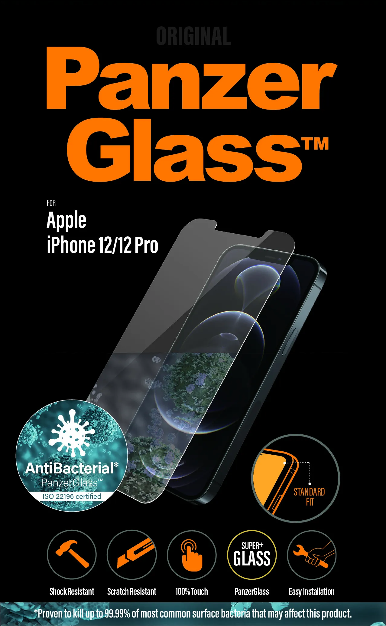 PanzerGlass Classic Fit, iPhone 12 / 12 Pro - Screen Glass