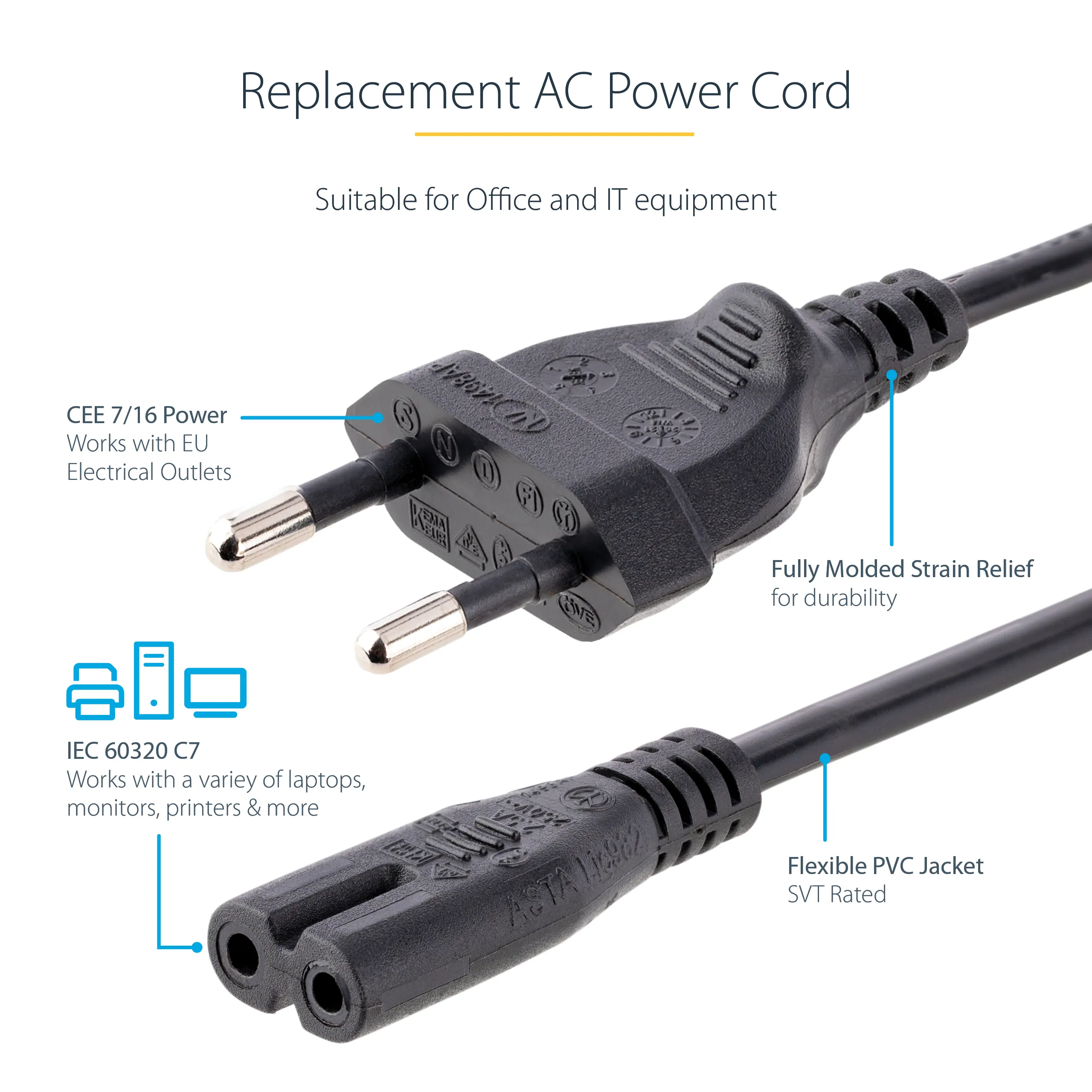1M EU PLUG TO C7 POWER CORD